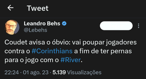 Coudet avisou que vai jogar com os reservas contra o Corinthians!
