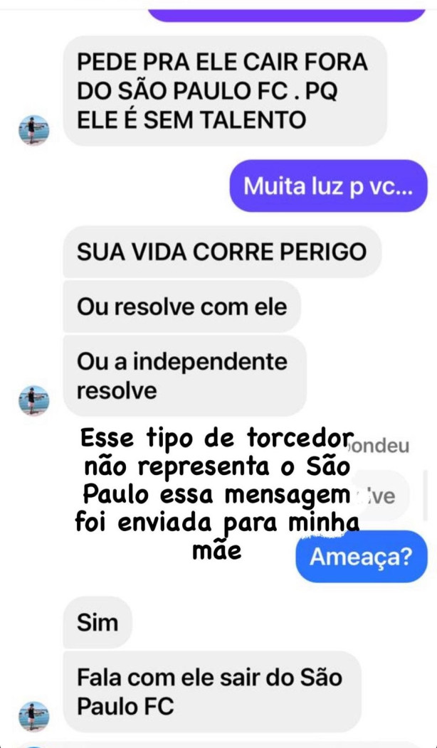 Off jogador do S&atilde;o Paulo amea�ado de morte por torcedor
