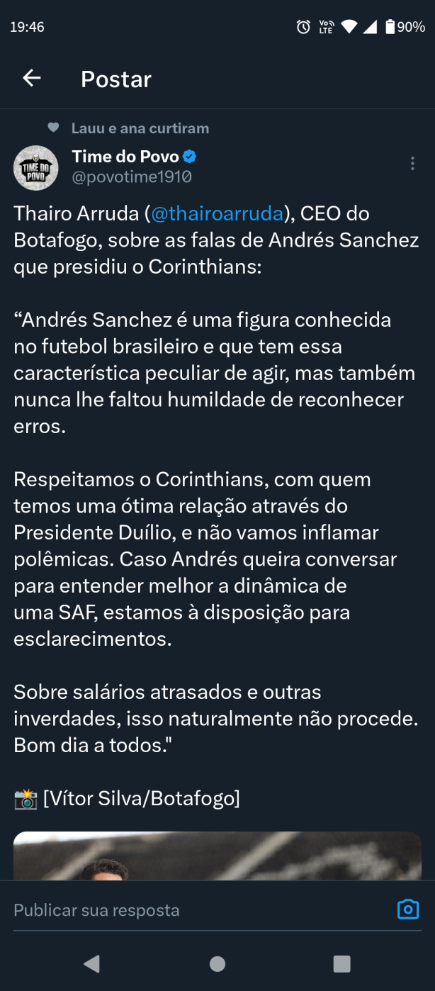 Andrs tomou uma invertida do CEO do Botafogo