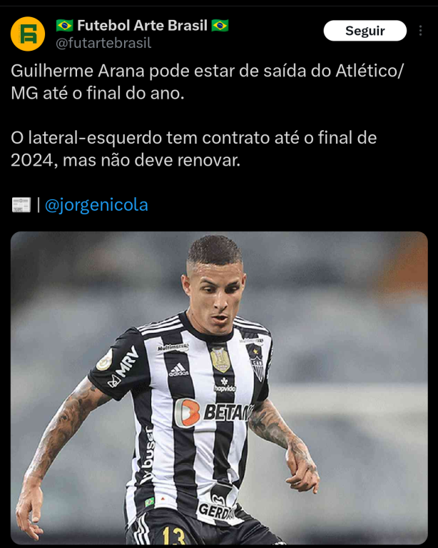 Guilherme Arana saindo do Atltico Mineiro