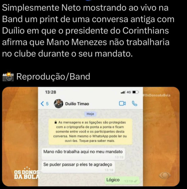 Mensagem do Dubingo para o Neto no zap