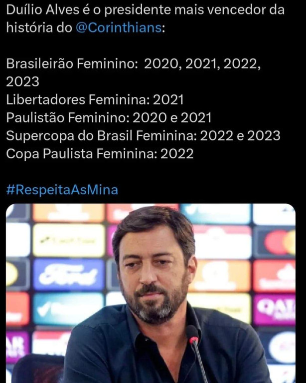 Duilio, o presidente mais vitorioso da hist�ria do Tim&atilde;o.