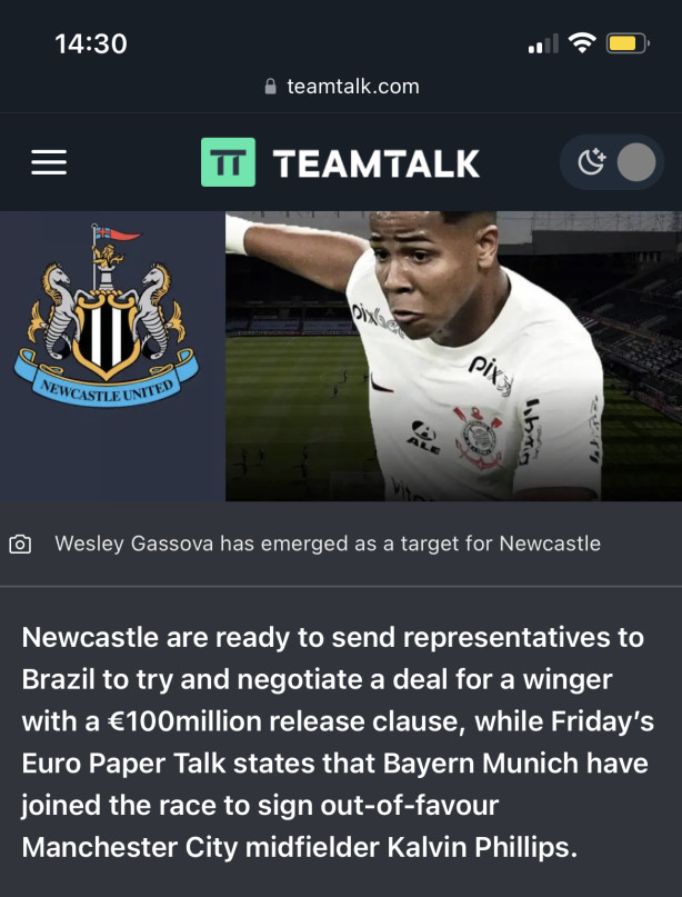 Newcastle vira ao Brasil para negociar a compra de Wesley