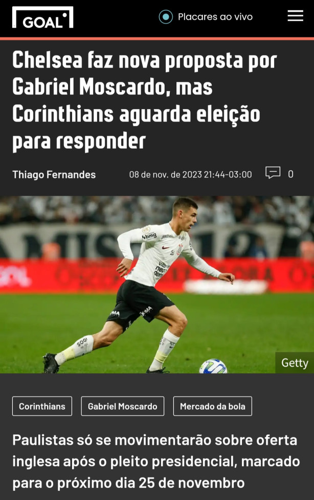 Chelsea faz nova proposta por Gabriel Moscardo, mas Corinthians
