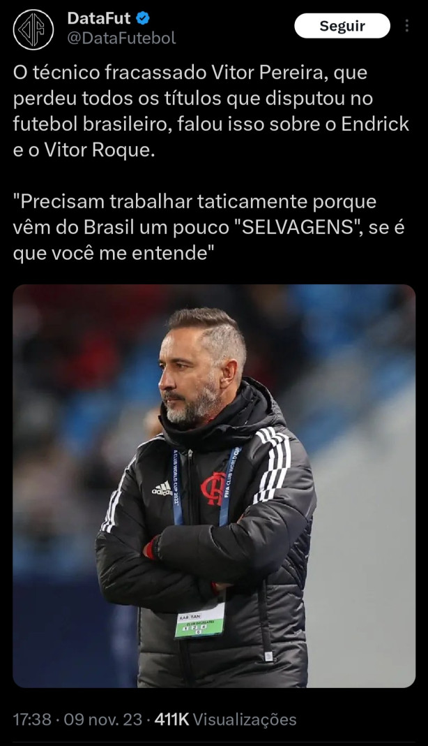 Vitor Pereira chama jogadores brasileiros de selvagens e diz que eles tm que se europeizar