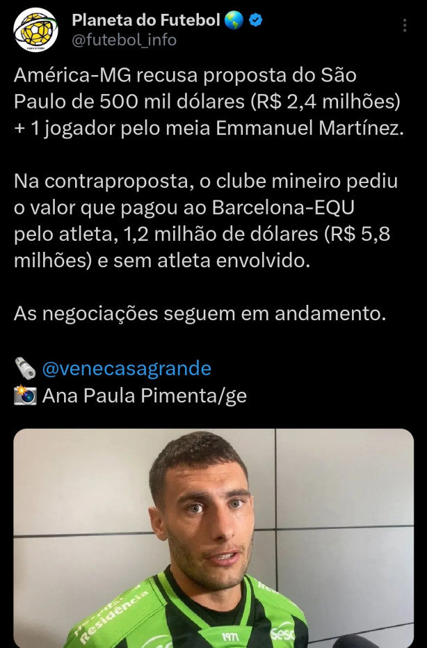Emmanuel Martinez custa 6 milhes de reais