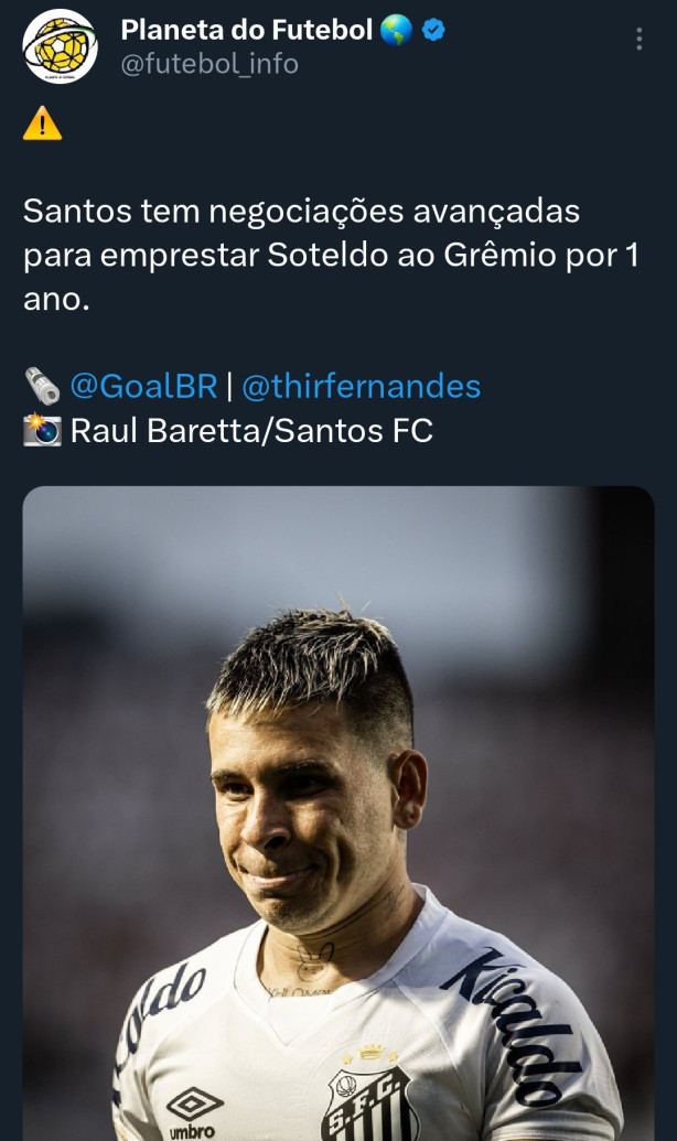 Soteldo fechado com o Grêmio.