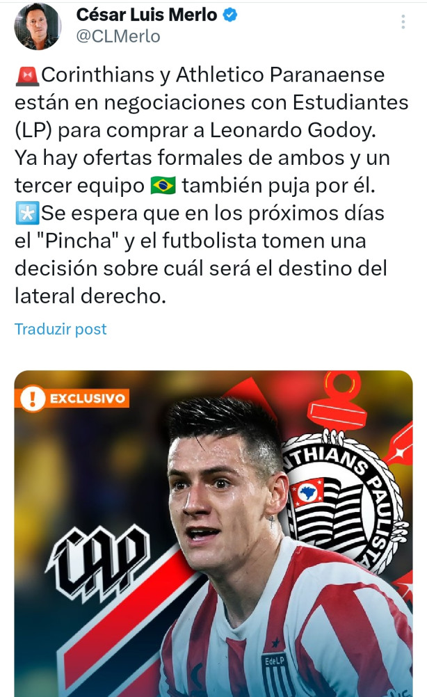 Corinthians negocia com lateral direito do Estudiantes LP