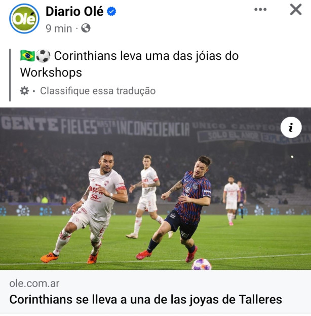 Ol : Corinthians leva uma joia do Talleres