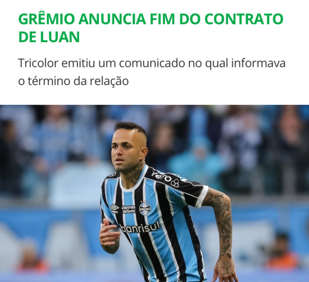 Luan vazou do Gr�mio