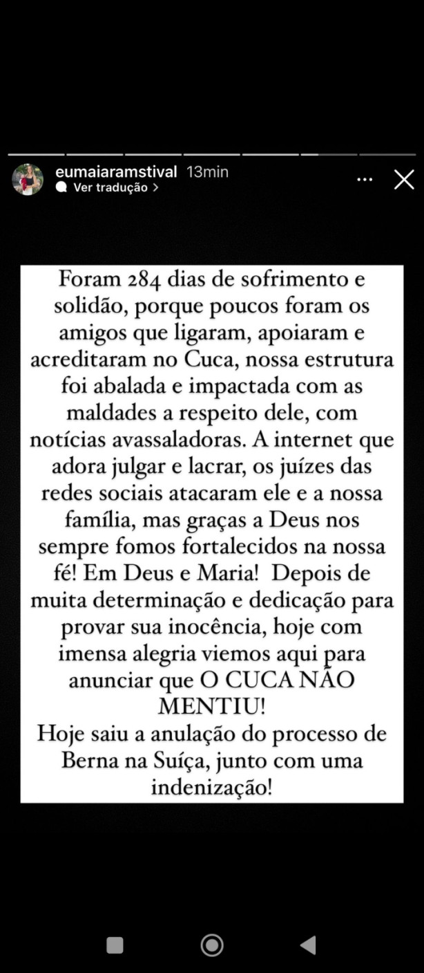 Caso cuca teve defini��o