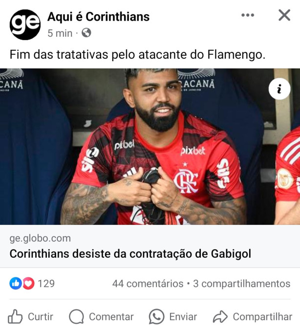 Corinthians desiste de Gabigol...
