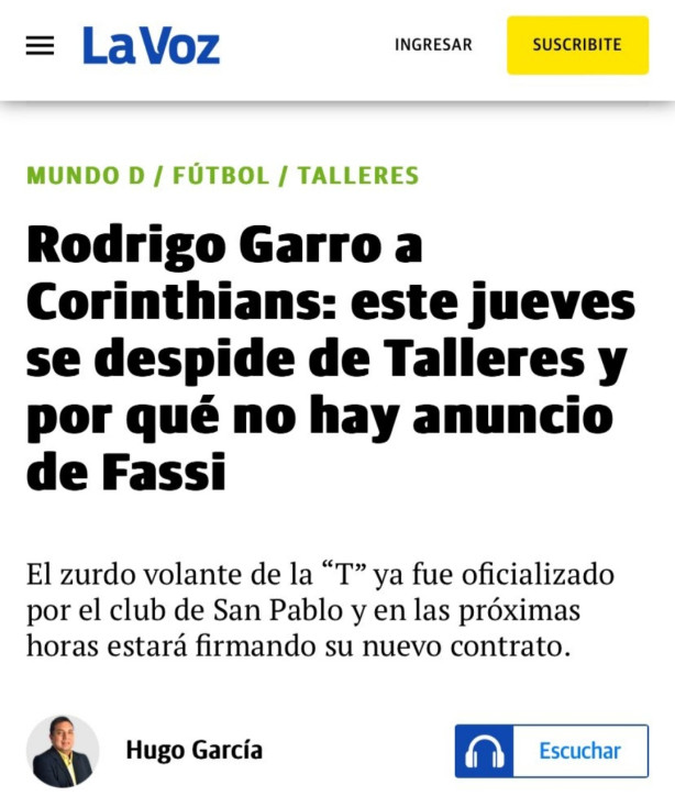 Garro rumo ao Brasil