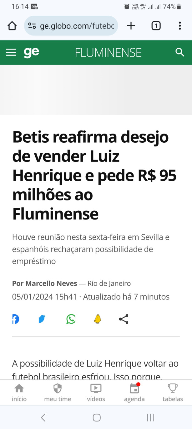 Betis pedindo 95 milhes pelo Luiz Henrique