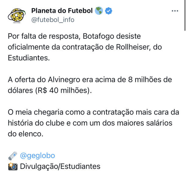 Benfica e Botafogo desistem de Rollheiser!