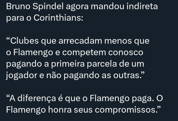 (Off) Flamengo manda indireta ao Corinthians.