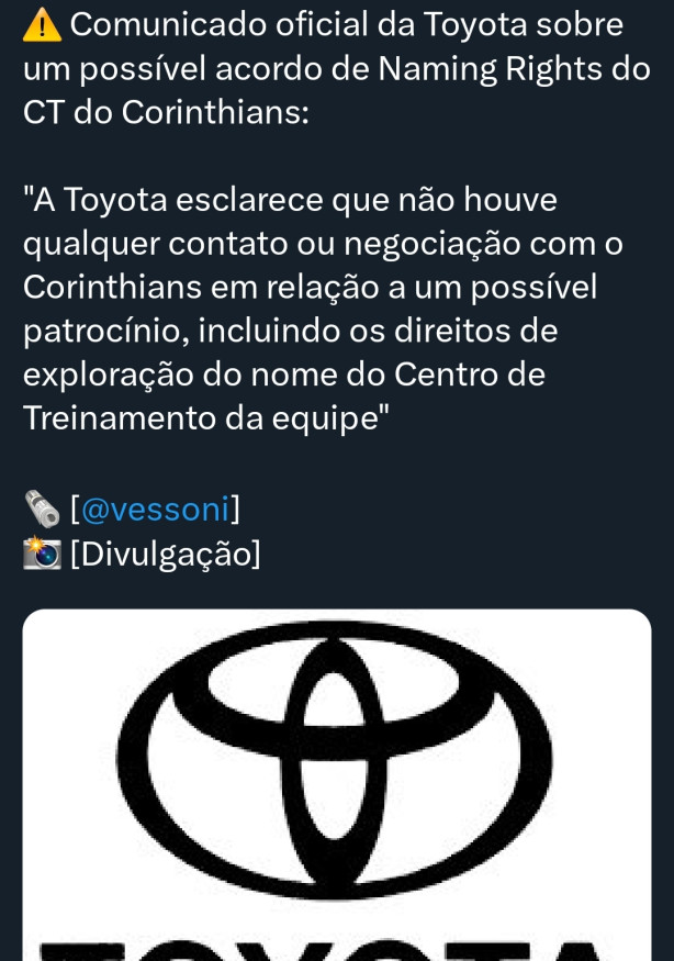 Toyota se manifesta sobre patrocnio
