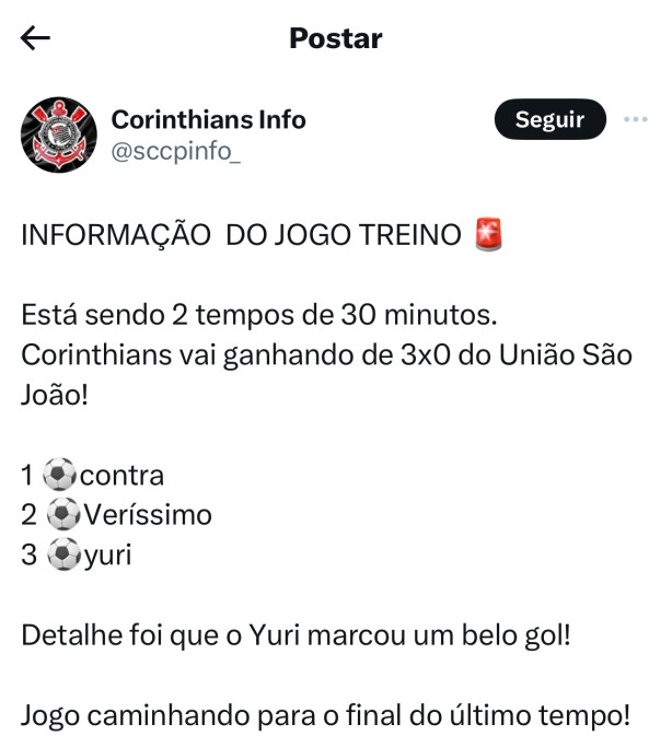 Gols Jogo Treino