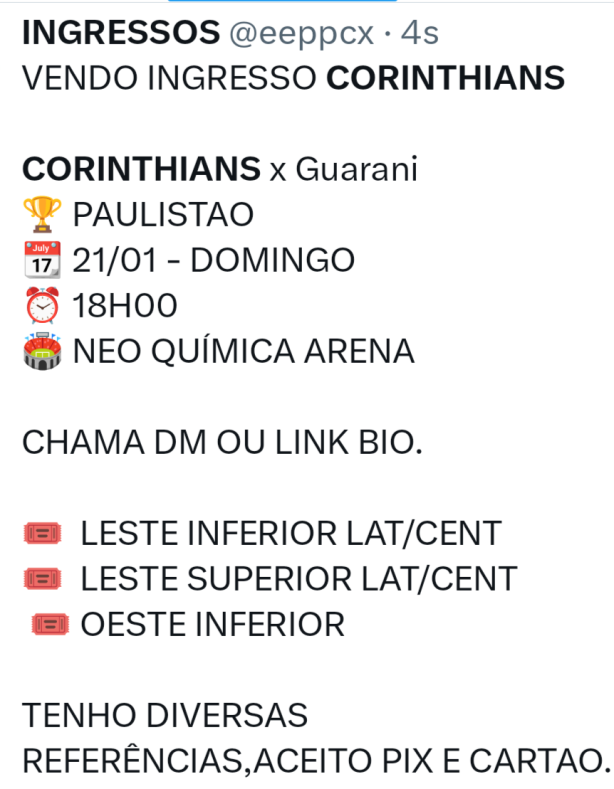 Ingressos, e a� diretoria?