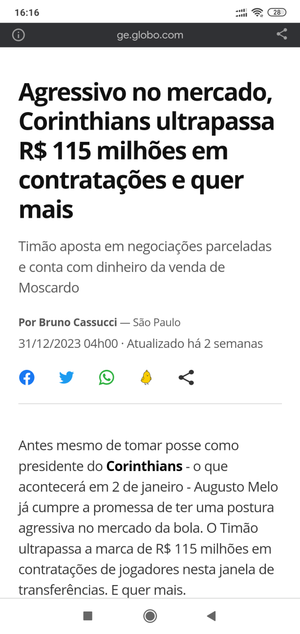 "O Corinthians no contrata ningum". Toma essa!