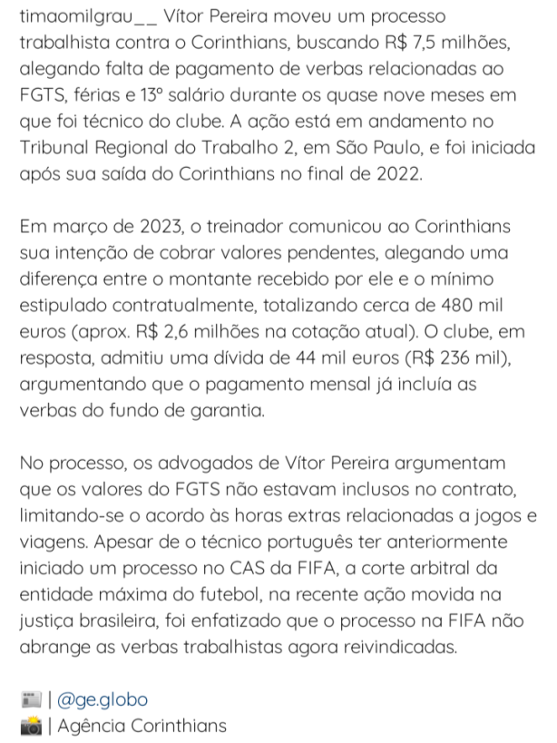 VP abre processo trabalhista contra o Corinthians, Fs do Trara ainda esto aqui?