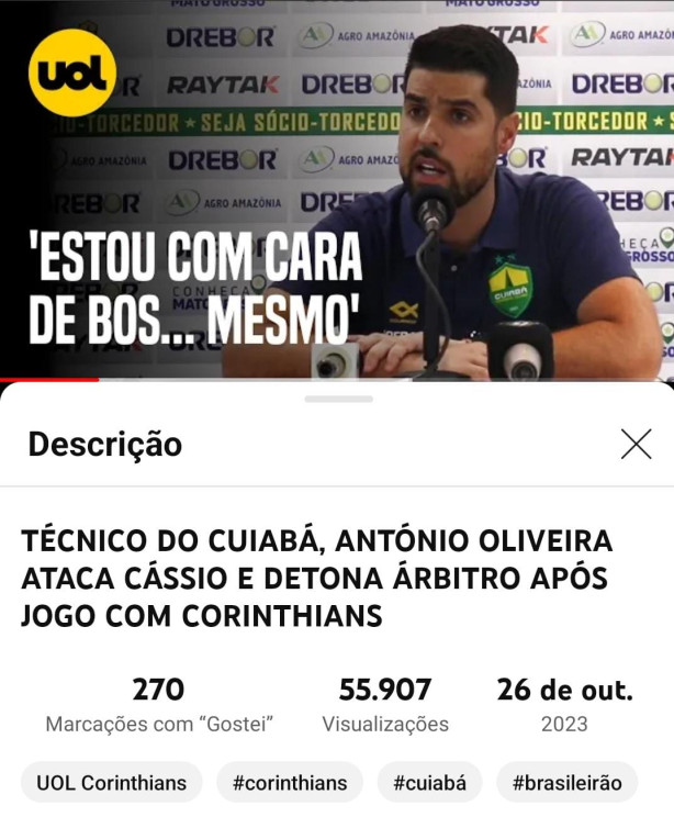 [Relembre] Antnio Oliveira ATACOU o Cssio e exaltou o Corinthians!