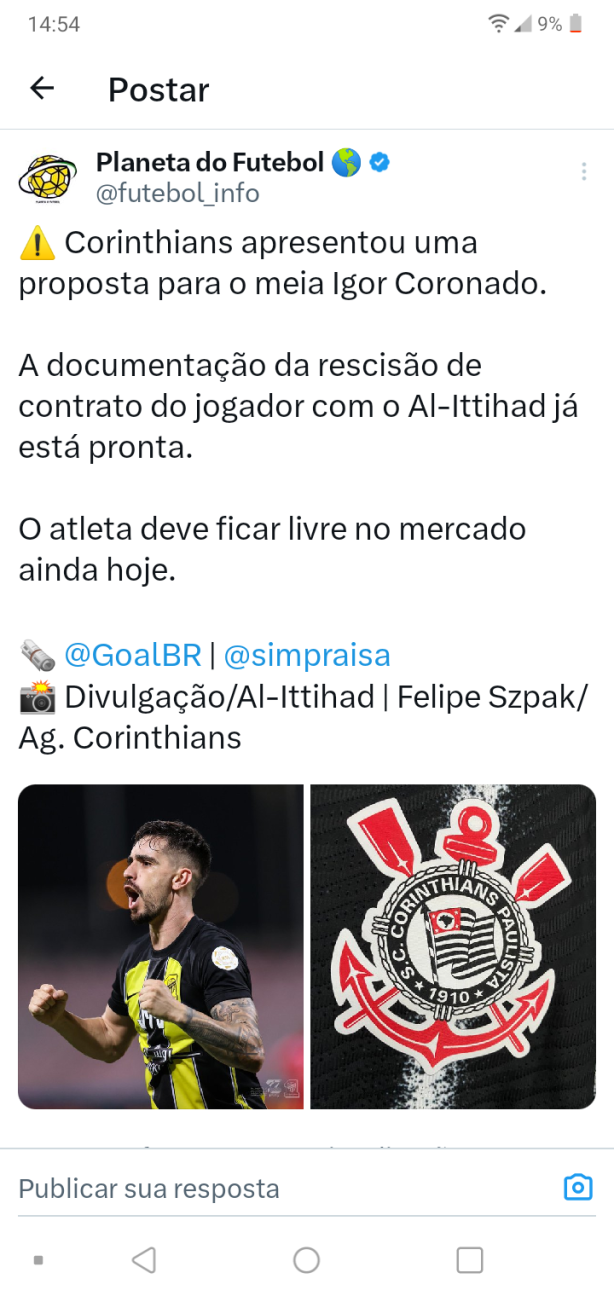 Corinthians apresentou uma proposta para o meia Igor Coronado