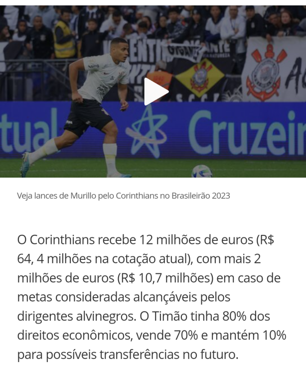Murillo ainda pode render muita grana e ajudar o Corinthians, entenda...