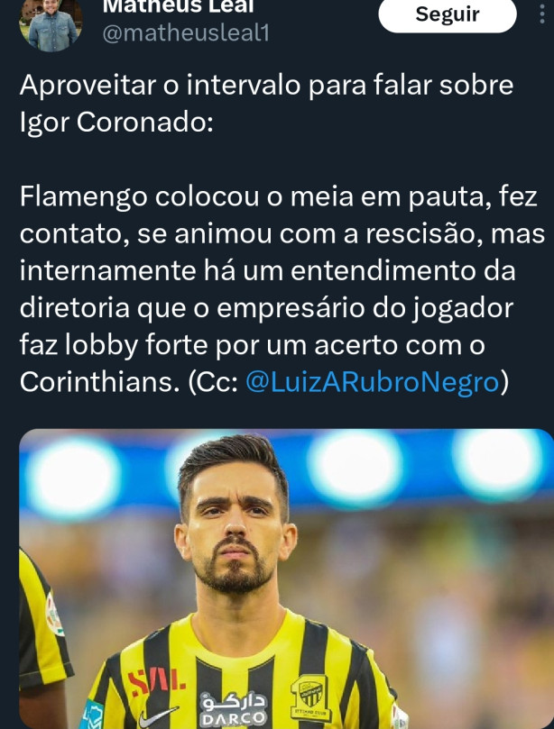 Igor coronado escolheu O Corinthians