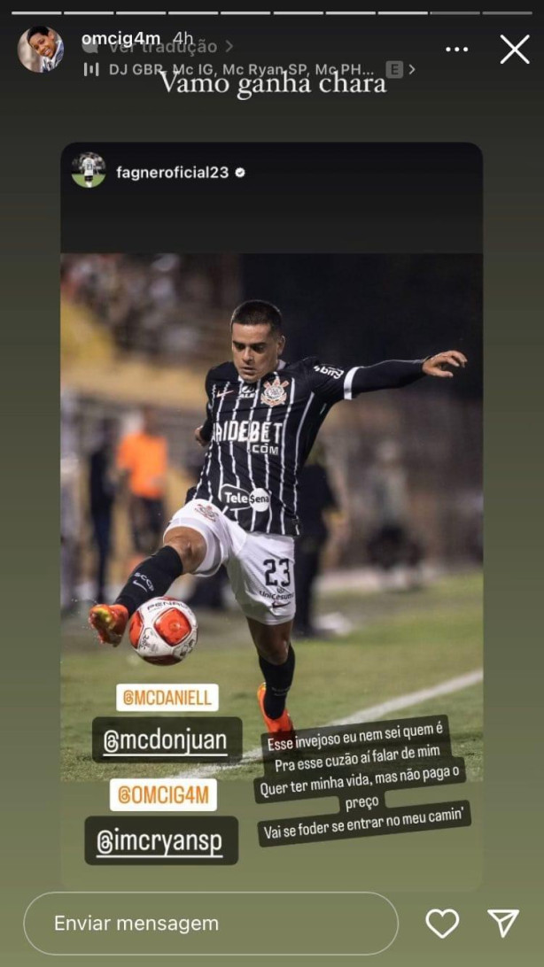 Mc ig respondeu indireta do Fagner no Instagram