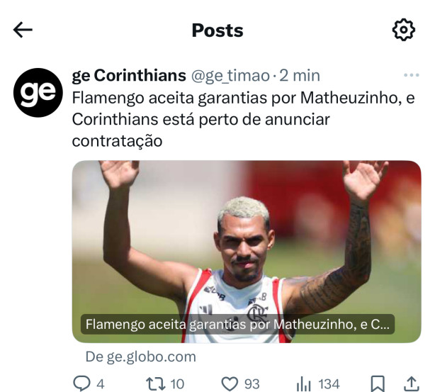 Flamengo aceita garantias financeiras por Matheuzinho