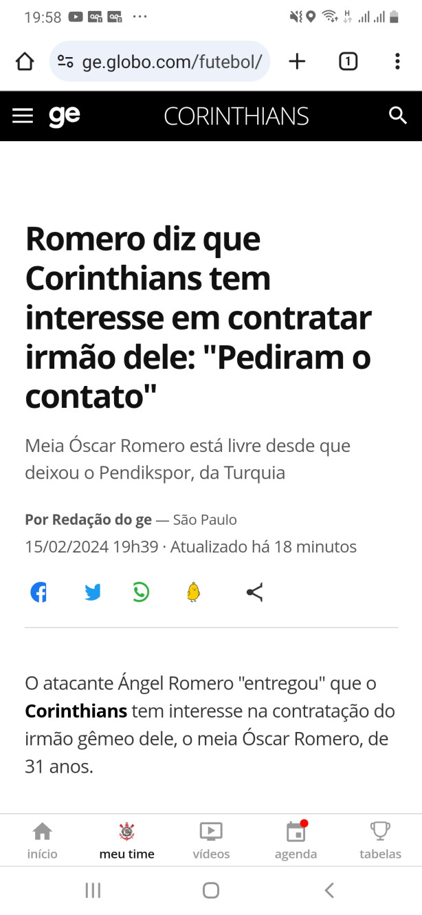 Corinthians negocia com Oscar Romero?