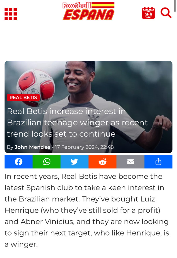 Imprensa espanhola - Wesley, � novo Luiz Henrique �