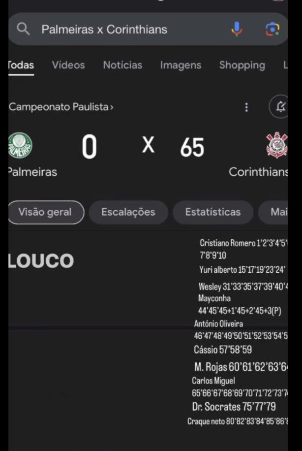 Sonhei que esse vai ser o placar hj
