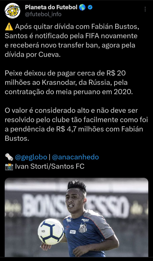 Santos pagou 4,7 Milhes para ex tcnico e se livrou do transferban da FIFA