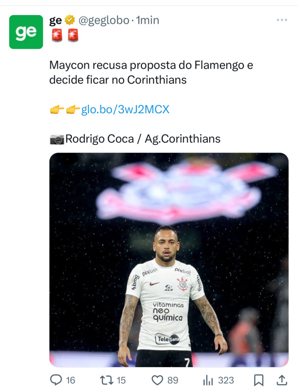 Maycon recusa proposta do Flamengo e fica no Corinthians