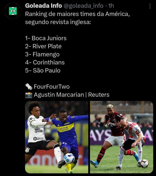 Corinthians perante aos estrangeiros! Revista Four Four Two