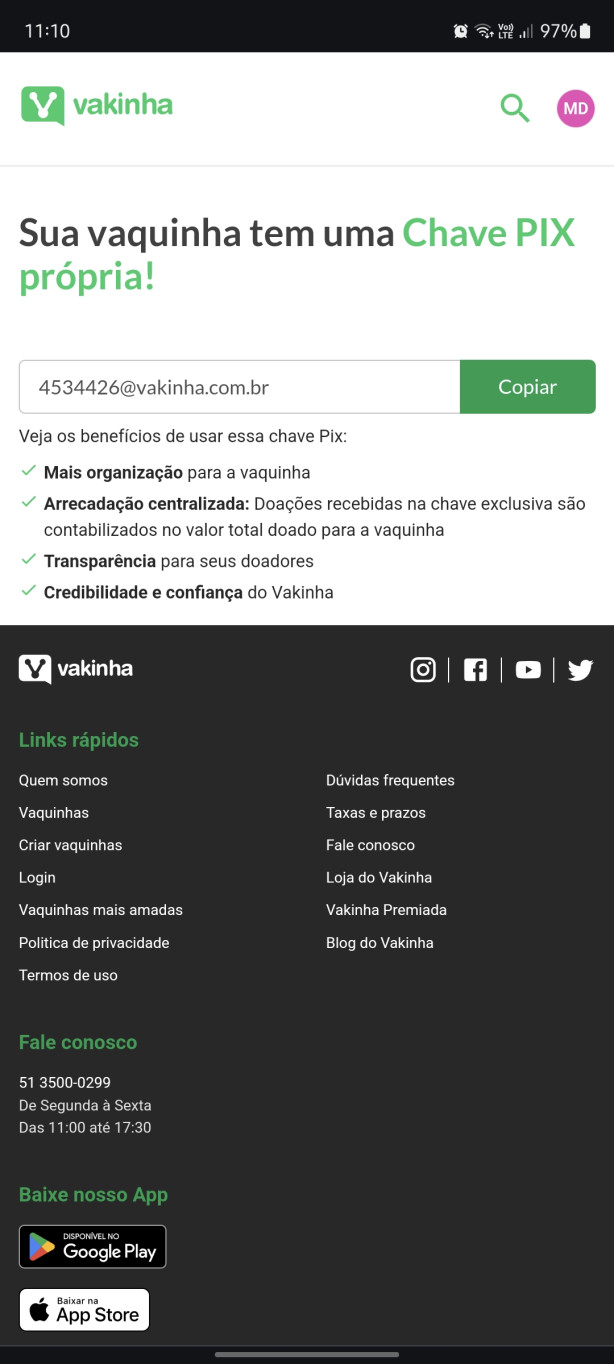 Chave pix: 4534426@vakinha.com.br
