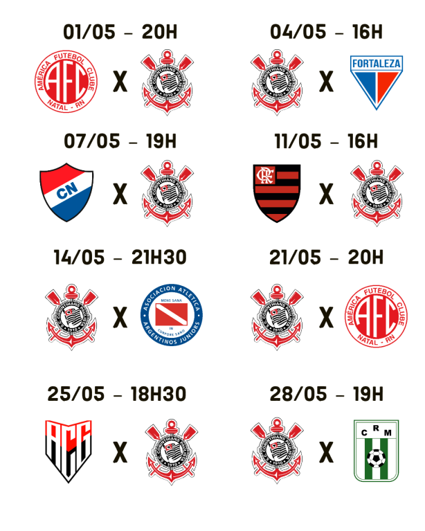 2024 - os jogos do Corinthians em maio