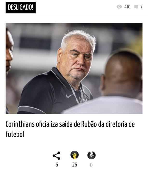 RUBO fora do Corinthians oficialmente, o que muda?