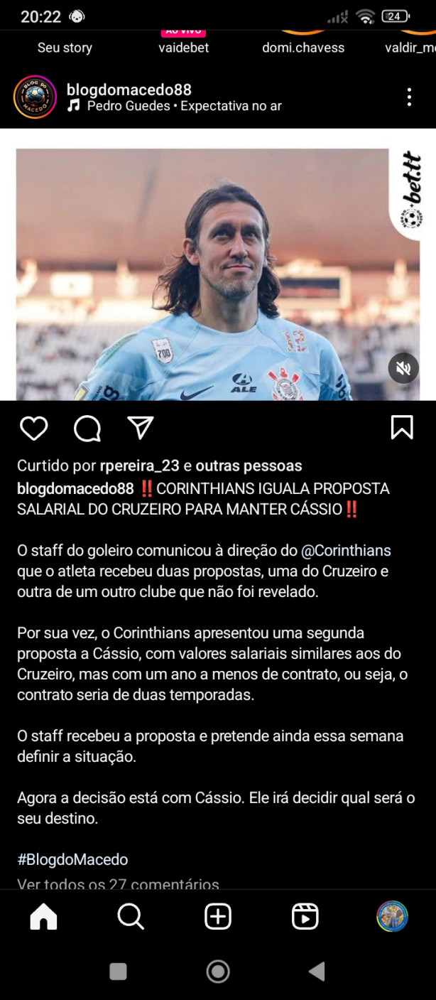 Segundo blog do Macedo Corinthians igualou financeiramente a proposta do Cruzeiro.