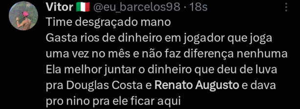 Torcedor do Fluminense resumiu a ida de Renato Augusto para o fluminense
