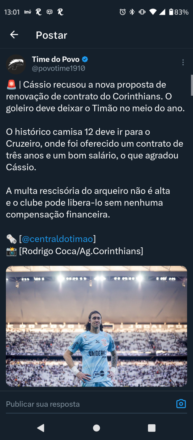 Cssio recusa mais uma proposta do Corinthians