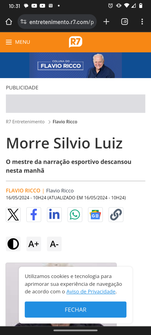 off- morre Silvio Luiz