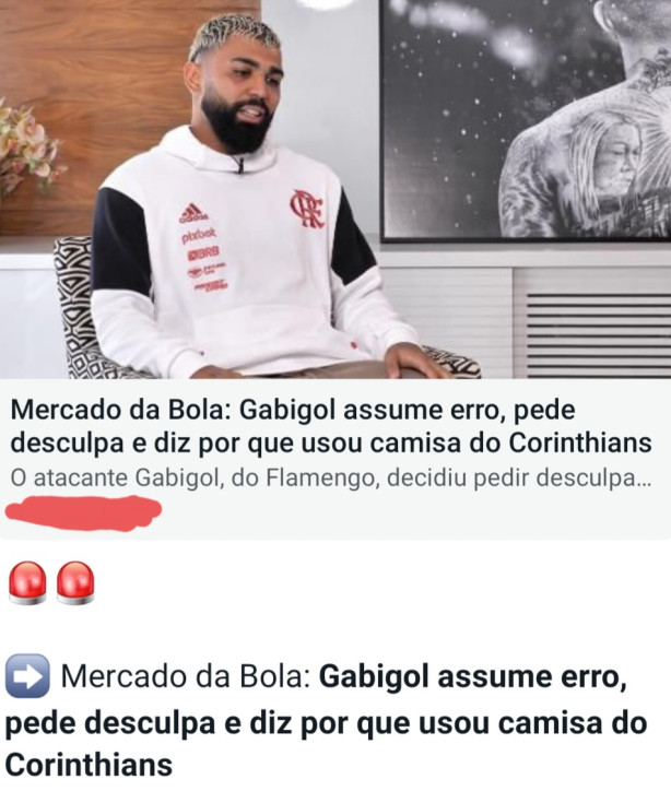 gabigol admitiu que usou a camisa do Corinthians e pede desculpas