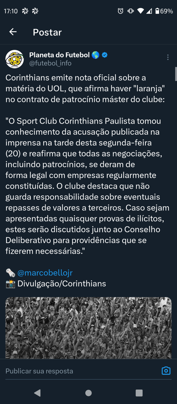 Corinthians se pronunciou