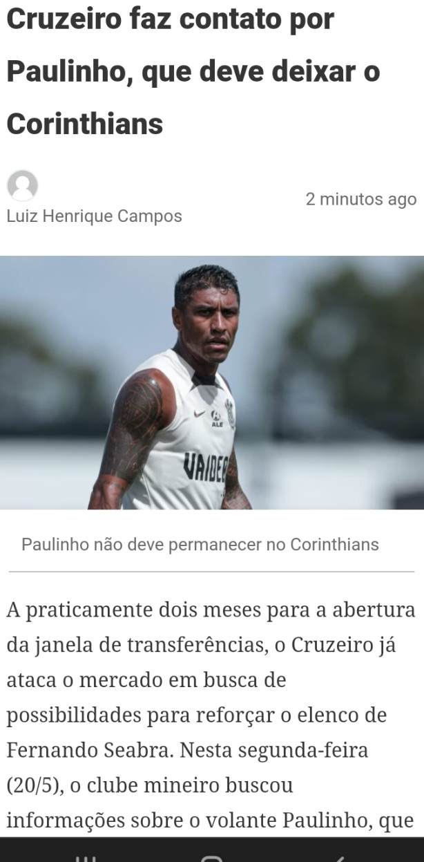 Cruzeiro fazendo a boa para o Corinthians