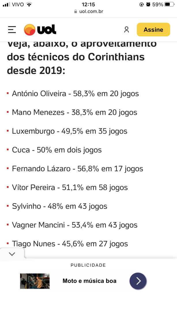 Aproveitamento : torcida muito chata�