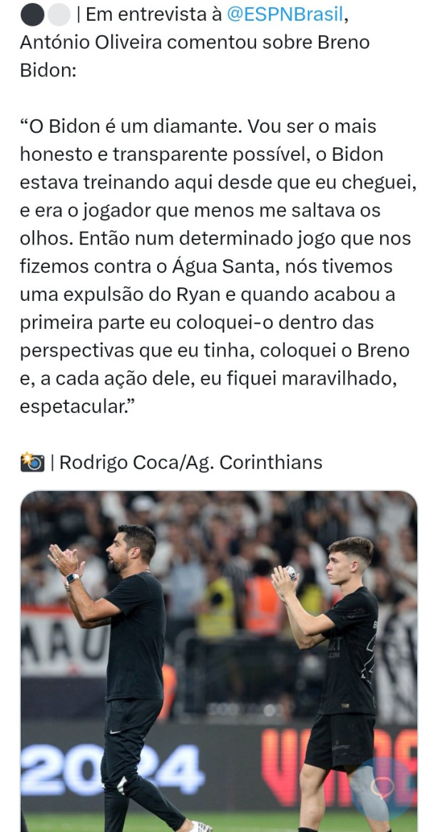 Antnio oliveira no tem capacidade para estar no Corinthians!