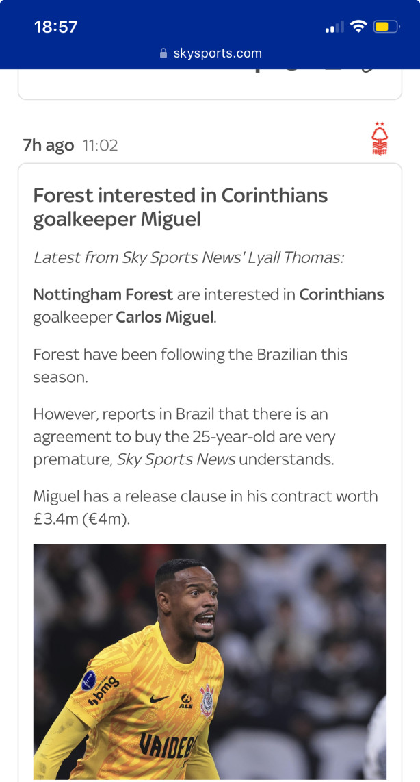 Imprensa inglesa desmente a brasileira sobre negociao de Carlos Miguel